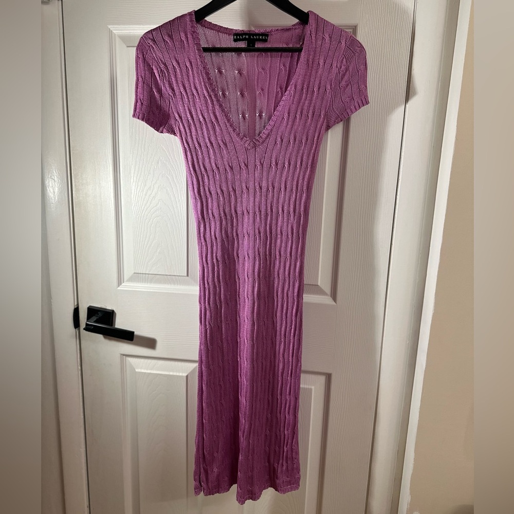 Ralph Lauren Purple Knit Midi Dress